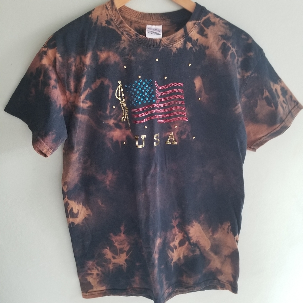 Bleach out American flag tshirt